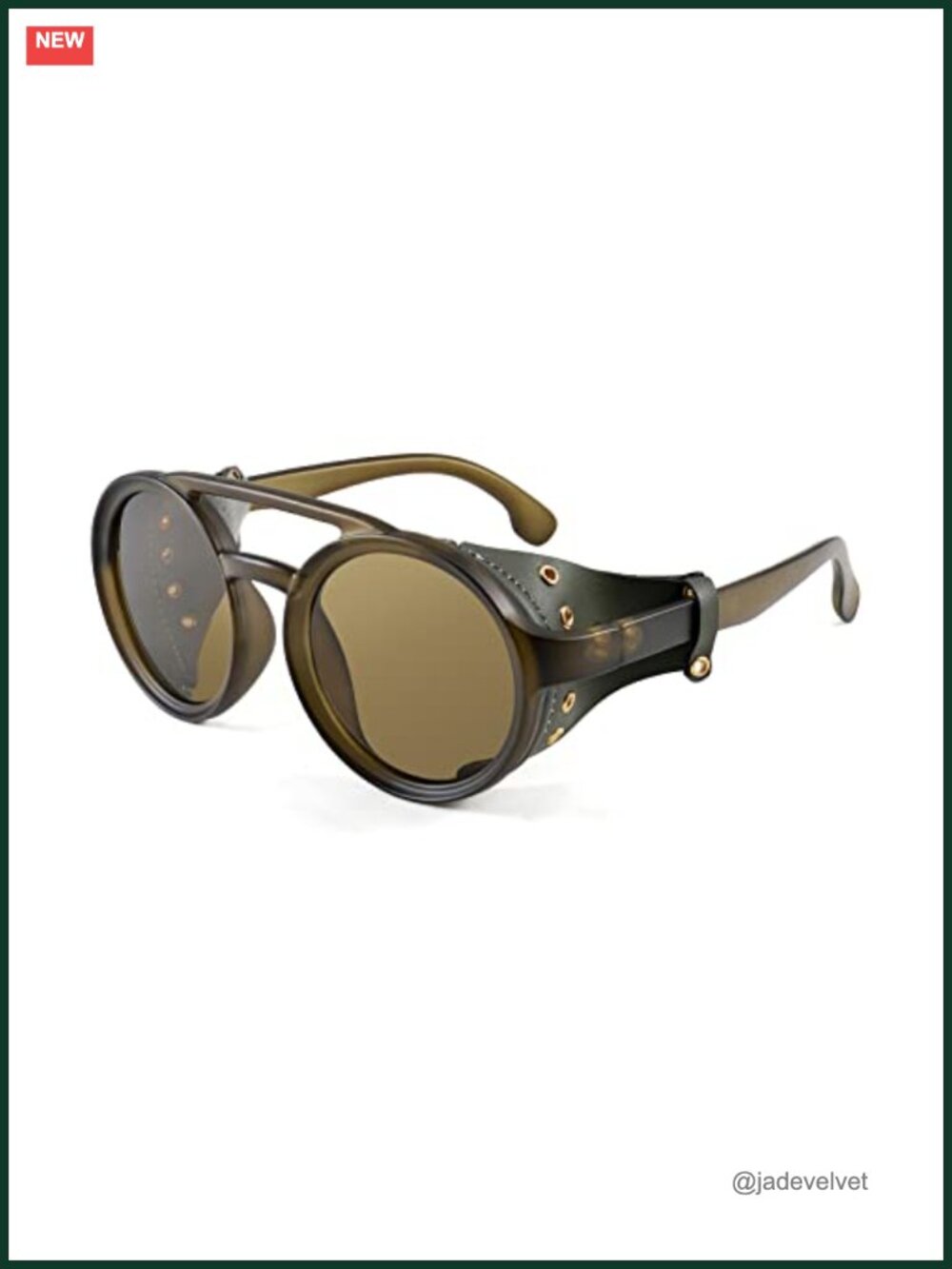 Steampunk Round Shield Sunglasses Leatherwear UV400 Mirrored Lens